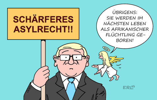 Cartoon: Asylrecht (medium) by Erl tagged politik,grundgesetz,grundrecht,asyl,lehre,drittes,reich,diskussion,deutschland,eu,verschärfung,abfertigung,außengrenze,aushebelung,abschaffung,festung,europa,wechsel,perspektive,situation,leben,flüchtling,flüchtlinge,geflüchtete,geflüchteter,karikatur,erl,politik,grundgesetz,grundrecht,asyl,lehre,drittes,reich,diskussion,deutschland,eu,verschärfung,abfertigung,außengrenze,aushebelung,abschaffung,festung,europa,wechsel,perspektive,situation,leben,flüchtling,flüchtlinge,geflüchtete,geflüchteter,karikatur,erl