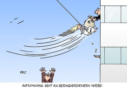 Cartoon: Aufschwung (medium) by Erl tagged aufschwung,wirtschaft,lohn,gehalt,geringverdiener,verlust,minus,umverteilung,von,unten,nach,oben,chefetage,aufschwung,lohn,wirtschaft,gehalt,geringverdiener,verlust,minus,umverteilung