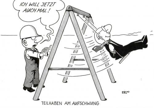 Cartoon: Aufschwung (medium) by Erl tagged economy,wirtschaft,aufschwung,gerecht,ungerecht,konjunktur,rezession,depression,konjunkturtief,schaukel,arbeitslosigkeit,manager,gehalt,gehälter,konzern