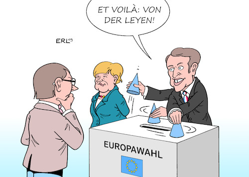 Cartoon: Aus dem Hütchen gezaubert (medium) by Erl tagged politik,eu,europawahl,spitzenkandidaten,postenvergabe,mauschelei,hinterzimmer,macron,merkel,kandidatin,kommissionspräsidentin,ursula,von,der,leyen,überraschung,hütchenspieler,wähler,ärger,karikatur,erl,politik,eu,europawahl,spitzenkandidaten,postenvergabe,mauschelei,hinterzimmer,macron,merkel,kandidatin,kommissionspräsidentin,ursula,von,der,leyen,überraschung,hütchenspieler,wähler,ärger,karikatur,erl