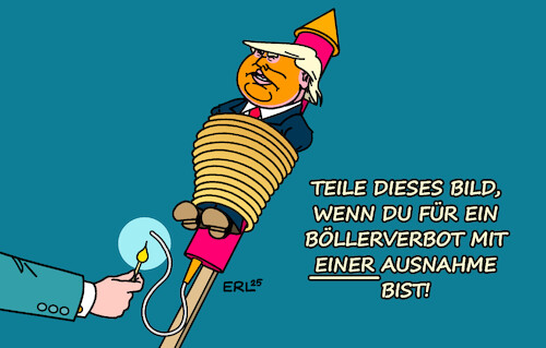 Cartoon: Ausnahme (medium) by Erl tagged politik,silvester,2025,jahr,trump,lügen,zerstörung,demokratie,meinungsfreiheit,böllerverbot,ausnahme,feuerwerk,karikatur,erl,politik,silvester,2025,jahr,trump,lügen,zerstörung,demokratie,meinungsfreiheit,böllerverbot,ausnahme,feuerwerk,karikatur,erl