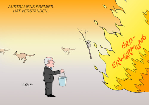 Cartoon: Australien (medium) by Erl tagged politik,australien,buschbrände,extrem,katastrophe,management,versagen,premierminister,scott,morrison,klimaleugner,unterstützung,kohle,export,klima,klimakrise,klimawandel,umdenken,gegensteuern,eimer,wasser,feuer,koala,känguru,karikatur,erl,politik,australien,buschbrände,extrem,katastrophe,management,versagen,premierminister,scott,morrison,klimaleugner,unterstützung,kohle,export,klima,klimakrise,klimawandel,umdenken,gegensteuern,eimer,wasser,feuer,koala,känguru,karikatur,erl