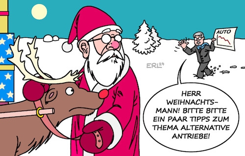 Cartoon: Autobauer (medium) by Erl tagged politik,weinachten,weihnachtsmann,schlitten,antrieb,rentier,autobauer,deutschland,auto,krise,karikatur,erl,politik,weinachten,weihnachtsmann,schlitten,antrieb,rentier,autobauer,deutschland,auto,krise,karikatur,erl