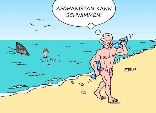 Cartoon: Bademeister Biden (medium) by Erl tagged politik,afghanistan,nato,einsatz,militär,usa,truppen,rückzug,annahme,fähigkeit,selbstverteidigung,irrtum,vormarsch,taliban,radikalislamisch,islamismus,terrorismus,hai,meer,baden,schwimmen,bademeister,joe,biden,präsident,karikatur,erl,politik,afghanistan,nato,einsatz,militär,usa,truppen,rückzug,annahme,fähigkeit,selbstverteidigung,irrtum,vormarsch,taliban,radikalislamisch,islamismus,terrorismus,hai,meer,baden,schwimmen,bademeister,joe,biden,präsident,karikatur,erl