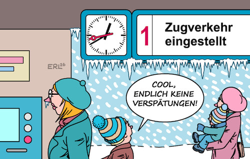 Cartoon: Bahn (medium) by Erl tagged politik,winter,wetter,sturm,eis,schnee,bahn,zugverkehr,eingestellt,verspätungen,karikatur,erl,politik,winter,wetter,sturm,eis,schnee,bahn,zugverkehr,eingestellt,verspätungen,karikatur,erl