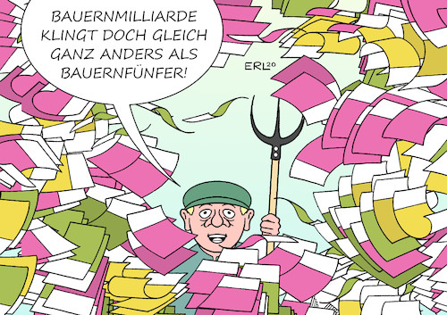 Cartoon: Bauernmilliarde (medium) by Erl tagged politik,landwirtschaft,umwelt,düngeverordnung,artenschutz,umweltschutz,klima,klimaschutz,bauern,unterstützung,bundesregierung,groko,cdu,csu,spd,milliarde,euro,bauernmilliarde,bauernfünfer,schimpfwort,karikatur,erl,politik,landwirtschaft,umwelt,düngeverordnung,artenschutz,umweltschutz,klima,klimaschutz,bauern,unterstützung,bundesregierung,groko,cdu,csu,spd,milliarde,euro,bauernmilliarde,bauernfünfer,schimpfwort,karikatur,erl