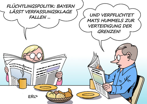 Cartoon: Bayern (medium) by Erl tagged csu,flüchtlingspolitik,bundeskanzlerin,angela,merkel,kritik,drohung,verfassungsklage,rückzug,balkanroute,dicht,türkei,deal,fußball,fc,bayern,münchen,verpflichtung,transfer,bvb,abwehrspieler,mats,hummels,verteidiger,verteidigung,grenzen,karikatur,erl,csu,flüchtlingspolitik,bundeskanzlerin,angela,merkel,kritik,drohung,verfassungsklage,rückzug,balkanroute,dicht,türkei,deal,fußball,fc,bayern,münchen,verpflichtung,transfer,bvb,abwehrspieler,mats,hummels,verteidiger,verteidigung,grenzen,karikatur,erl