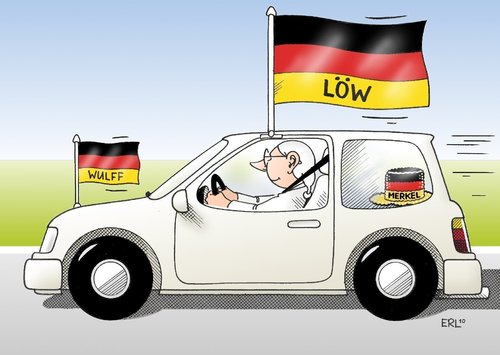 Cartoon: Beliebtheit (medium) by Erl tagged beliebtheit,wulff,löw,merkel,bundespräsident,bundestrainer,bundeskanzlerin,fußball,wm,fahne,flagge,beliebtheit,wulff,löw,angela merkel,bundespräsident,bundestrainer,bundeskanzlerin,fußball,wm,fahne,flagge,angela,merkel