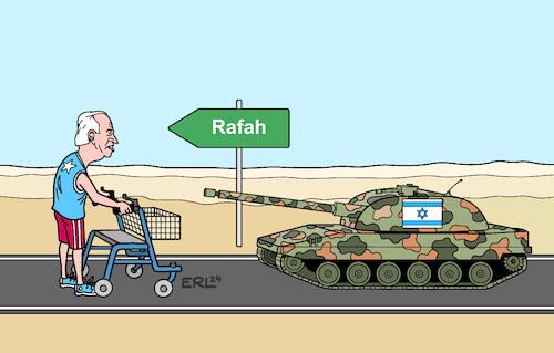 Cartoon: Biden Israel (medium) by Erl tagged politik,angriff,überfall,terror,anschlag,hamas,israel,reaktion,bodenoffensive,gaza,überreaktion,brutalität,leid,zivilbevölkerung,plan,vorrücken,rafah,einschreiten,usa,präsident,joe,biden,drohung,stopp,waffenlieferungen,rollator,panzer,karikatur,erl,politik,angriff,überfall,terror,anschlag,hamas,israel,reaktion,bodenoffensive,gaza,überreaktion,brutalität,leid,zivilbevölkerung,plan,vorrücken,rafah,einschreiten,usa,präsident,joe,biden,drohung,stopp,waffenlieferungen,rollator,panzer,karikatur,erl