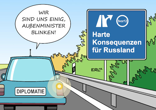 Cartoon: Blinken (medium) by Erl tagged politik,russland,präsident,putin,besitzansprüche,aggression,ukraine,ex,sowjetrepublik,bedrohung,truppen,grenze,gefahr,angriff,krieg,besuch,usa,außenminister,anthony,blinken,deutschland,außenministerin,annalena,baerbock,einigkeit,konsequenzen,auto,blinker,autobahn,ausfahrt,karikatur,erl,politik,russland,präsident,putin,besitzansprüche,aggression,ukraine,ex,sowjetrepublik,bedrohung,truppen,grenze,gefahr,angriff,krieg,besuch,usa,außenminister,anthony,blinken,deutschland,außenministerin,annalena,baerbock,einigkeit,konsequenzen,auto,blinker,autobahn,ausfahrt,karikatur,erl