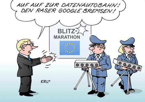 Cartoon: Blitzmarathon Google (medium) by Erl tagged auto,straßenverkehr,verkehr,geschwindigkeit,radarkontrolle,blitzmarathon,raser,datenautobahn,internet,suchmaschine,google,markt,macht,missbrauch,konkurrenz,eu,verfahren,karikatur,erl,auto,straßenverkehr,verkehr,geschwindigkeit,radarkontrolle,blitzmarathon,raser,datenautobahn,internet,suchmaschine,google,markt,macht,missbrauch,konkurrenz,eu,verfahren