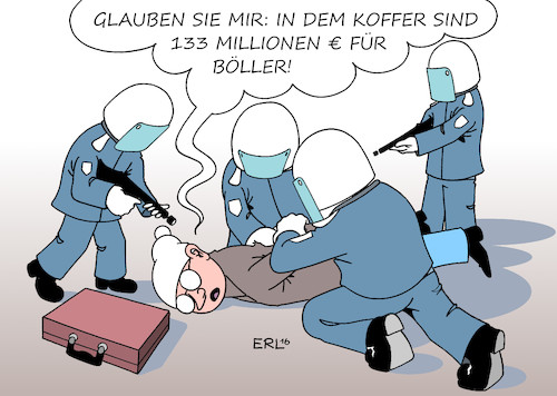 Cartoon: Böller (medium) by Erl tagged silvester,böller,ausgaben,deutschland,133,millionen,euro,geld,koffer,innere,sicherheit,terror,anschlag,berlin,polizei,wachsamkeit,überwachung,silvesternacht,köln,karikatur,erl,silvester,böller,ausgaben,deutschland,133,millionen,euro,geld,koffer,innere,sicherheit,terror,anschlag,berlin,polizei,wachsamkeit,überwachung,silvesternacht,köln,karikatur,erl