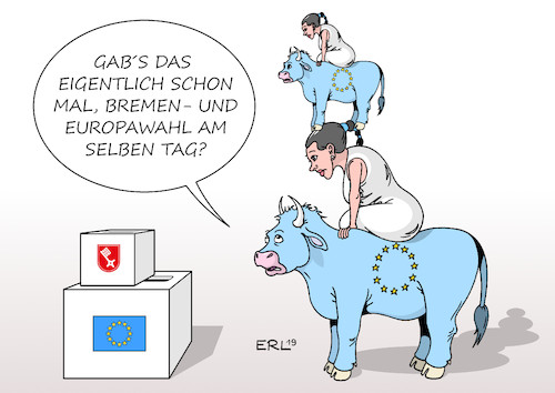 Cartoon: Bremen und Europa (medium) by Erl tagged politik,eu,europa,europawahl,bremen,landtagswahl,bremer,stadtmusikanten,stier,karikatur,erl,politik,eu,europa,europawahl,bremen,landtagswahl,bremer,stadtmusikanten,stier,karikatur,erl