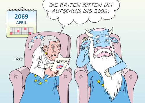 Cartoon: Brexit Aufschub (medium) by Erl tagged politik,gb,uk,großbritannien,brexit,austritt,eu,theresa,may,chaos,egoismus,gefahr,no,deal,zusammenarbeit,opposition,labour,aufschub,verschiebung,europa,stier,karikatur,erl,politik,gb,uk,großbritannien,brexit,austritt,eu,theresa,may,chaos,egoismus,gefahr,no,deal,zusammenarbeit,opposition,labour,aufschub,verschiebung,europa,stier,karikatur,erl