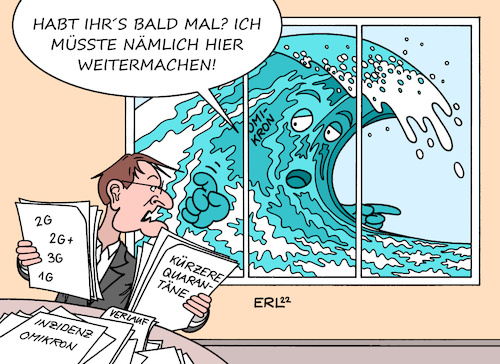 Cartoon: Bund-Länder-Treffen (medium) by Erl tagged politik,corona,virus,pandemie,fünfte,welle,omikron,bund,länder,treffen,beratung,beschluss,maßnahmen,verkürzung,quarantäne,gesundheitsminister,karl,lauterbach,karikatur,erl,politik,corona,virus,pandemie,fünfte,welle,omikron,bund,länder,treffen,beratung,beschluss,maßnahmen,verkürzung,quarantäne,gesundheitsminister,karl,lauterbach,karikatur,erl