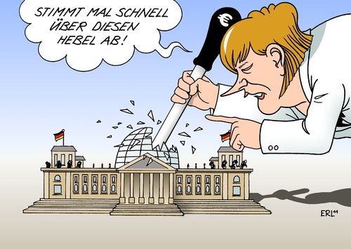 Cartoon: Bundestag (medium) by Erl tagged eu,euro,schulden,krise,bank,banken,rettung,rettungsschirm,erweiterung,hebel,hebelwirkung,bundestag,abstimmung,eile,bundeskanzlerin,angela,merkel,eu,schulden,krise,bank,banken,rettungsschirm,erweiterung,merkel