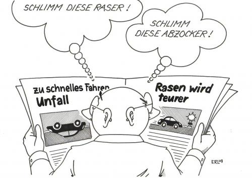 Cartoon: Bußgelderhöhung (medium) by Erl tagged auto,bußgeld,auto,bußgeld,raser,teuer,unfall,fahren,abzocke,polizei,verkehr,kontrollen,doppelstandard,blitzfallen,führerschein,strafzettel