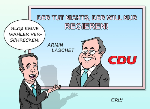 Cartoon: CDU-Kampagne (medium) by Erl tagged politik,wahl,bundestag,bundestagswahl,wahlkampf,kampagne,kanzlerkandidat,cdu,armin,laschet,vermeidung,inhalte,ruhe,sicherheit,wähler,einlullen,generalsekretär,paul,ziemiak,karikatur,erl,politik,wahl,bundestag,bundestagswahl,wahlkampf,kampagne,kanzlerkandidat,cdu,armin,laschet,vermeidung,inhalte,ruhe,sicherheit,wähler,einlullen,generalsekretär,paul,ziemiak,karikatur,erl