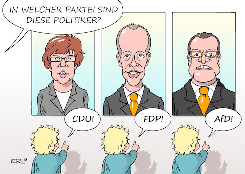 Cartoon: CDU-Kandidaten (medium) by Erl tagged politik,partei,cdu,bundeskanzlerin,angela,merkel,rückzug,vorsitz,nachfolgerin,nachfolger,kandidaten,annegret,kramp,karrenbauer,akk,friedrich,merz,wirtschaftsnah,jens,spahn,konservativ,schielen,rechts,afd,rechtspopulismus,migration,kind,kindermund,karikatur,erl,politik,partei,cdu,bundeskanzlerin,angela,merkel,rückzug,vorsitz,nachfolgerin,nachfolger,kandidaten,annegret,kramp,karrenbauer,akk,friedrich,merz,wirtschaftsnah,jens,spahn,konservativ,schielen,rechts,afd,rechtspopulismus,migration,kind,kindermund,karikatur,erl