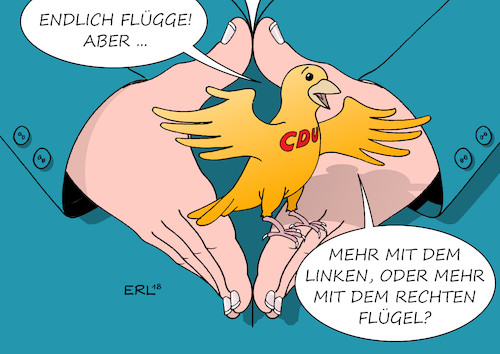 Cartoon: CDU wird flügge (medium) by Erl tagged politik,cdu,wahl,vorsitz,vorsitzende,vorsitzender,richtung,kandidaten,annegret,kramp,karrenbauer,friedrich,merz,jens,spahn,konservativ,profil,flügge,flügel,links,rechts,angela,merkel,nest,vogel,karikatur,erl,politik,cdu,wahl,vorsitz,vorsitzende,vorsitzender,richtung,kandidaten,annegret,kramp,karrenbauer,friedrich,merz,jens,spahn,konservativ,profil,flügge,flügel,links,rechts,angela,merkel,nest,vogel,karikatur,erl