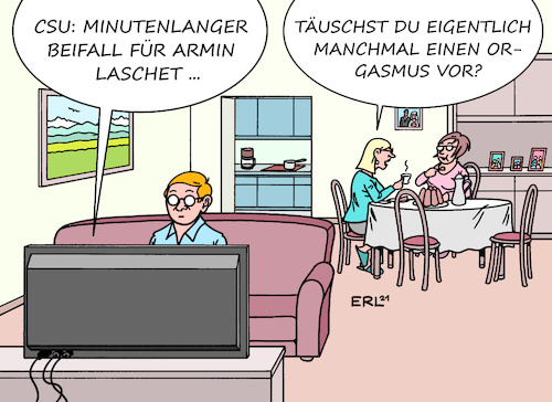 Cartoon: CSU liebt Laschet (medium) by Erl tagged politik,wahl,bundestagswahl,2021,kanzlerkandidat,union,armin,laschjet,cdu,umfragen,absturz,besuch,bayern,parteitag,csu,konkurrent,kritiker,markus,söder,solidarität,geschlossenheit,beifall,heuchelei,beziehung,ehe,orgasmus,gespielt,karikatur,erl,politik,wahl,bundestagswahl,2021,kanzlerkandidat,union,armin,laschjet,cdu,umfragen,absturz,besuch,bayern,parteitag,csu,konkurrent,kritiker,markus,söder,solidarität,geschlossenheit,beifall,heuchelei,beziehung,ehe,orgasmus,gespielt,karikatur,erl