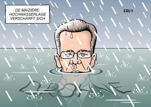 Cartoon: De Maiziere Hochwasser (medium) by Erl tagged hals,wasser,deutschland,regen,hochwasser,verschleierung,vertuschung,steuerverschwendung,zulassung,hawk,euro,drohne,maiziere,de,thomas,verteidigungsminister,verteidigungsminister,thomas,de,maiziere,drohne,euro,hawk,zulassung,steuerverschwendung,vertuschung,verschleierung,hochwasser,regen,deutschland,wasser,hals