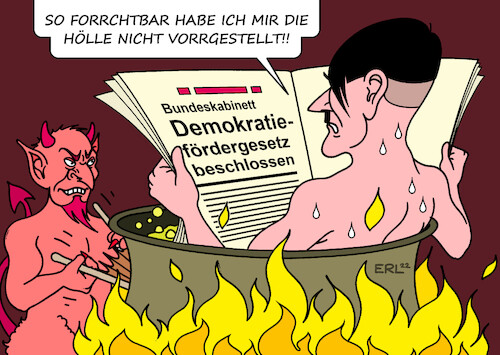 Cartoon: Demokratiefördergesetz (medium) by Erl tagged politik,demokratie,bundeskabinett,ampel,beschluss,demokratiefördergesetz,unterstützung,förderung,projekte,gegen,extremismus,rechtsextremismus,adolf,hitler,hölle,teufel,karikatur,erl,politik,demokratie,bundeskabinett,ampel,beschluss,demokratiefördergesetz,unterstützung,förderung,projekte,gegen,extremismus,rechtsextremismus,adolf,hitler,hölle,teufel,karikatur,erl