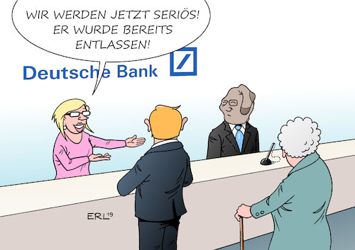 Cartoon: Deutsche Bank (medium) by Erl tagged politik,wirtschaft,fionanzen,banken,deutsche,bank,ausrichtung,ursprung,abkehr,investmentbanking,skandale,betrug,solide,seriös,entlassungen,stellenabbau,karikatur,erl,politik,wirtschaft,fionanzen,banken,deutsche,bank,ausrichtung,ursprung,abkehr,investmentbanking,skandale,betrug,solide,seriös,entlassungen,stellenabbau,karikatur,erl