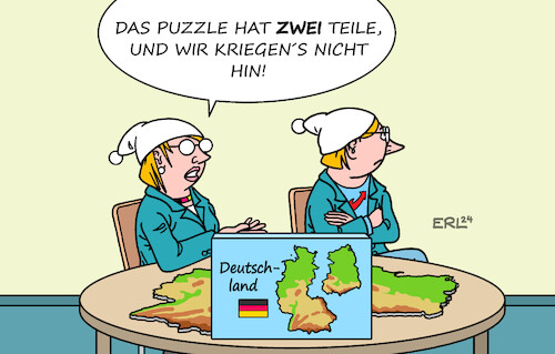 Cartoon: Deutsche Einheit (medium) by Erl tagged politik,deutsche,einheit,unterschied,west,ost,afd,puzzle,teile,michel,deutschland,karikatur,erl,politik,deutsche,einheit,unterschied,west,ost,afd,puzzle,teile,michel,deutschland,karikatur,erl