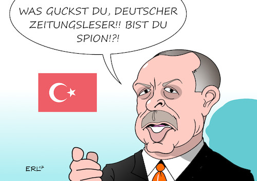 Cartoon: Deutscher Spion I (medium) by Erl tagged illustration,politik,türkei,putsch,versuch,präsident,erdogan,säuberung,verhaftung,präsidialsystem,autokratie,alleinherrschaft,diktatur,demokratie,gewaltenteilung,grundrechte,menschenrechte,meinungsfreiheit,pressefreiheit,deutschland,deutsche,vorwurf,unterstützung,terror,spionage,zeitung,leser,internet,user,karikatur,erl,illustration,politik,türkei,putsch,versuch,präsident,erdogan,säuberung,verhaftung,präsidialsystem,autokratie,alleinherrschaft,diktatur,demokratie,gewaltenteilung,grundrechte,menschenrechte,meinungsfreiheit,pressefreiheit,deutschland,deutsche,vorwurf,unterstützung,terror,spionage,zeitung,leser,internet,user,karikatur,erl