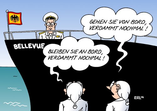 Cartoon: Deutschland gespalten (medium) by Erl tagged bundespräsident,christian,wulff,affäre,kredit,urlaub,mailbox,bild,zeitung,geld,vorteil,wahrheit,glaubwürdigkeit,amt,schaden,kapitän,schiff,verlassen,wulff,bundespräsident,affäre,kredit,urlaub,mailbox,bild,zeitung