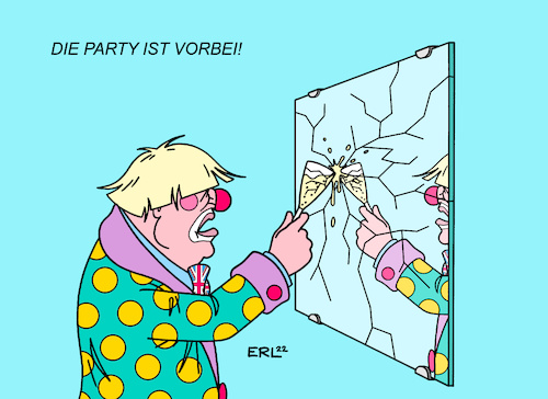 Cartoon: Die Party ist vorbei (medium) by Erl tagged politik,großbritannien,gb,vereinigtes,königreich,uk,premierminister,boris,johnson,clown,sekt,tories,konservative,partygate,party,feiern,corona,lockdown,misstrauensvotum,parlament,spiegel,karikatur,erl,politik,großbritannien,gb,vereinigtes,königreich,uk,premierminister,boris,johnson,clown,sekt,tories,konservative,partygate,party,feiern,corona,lockdown,misstrauensvotum,parlament,spiegel,karikatur,erl