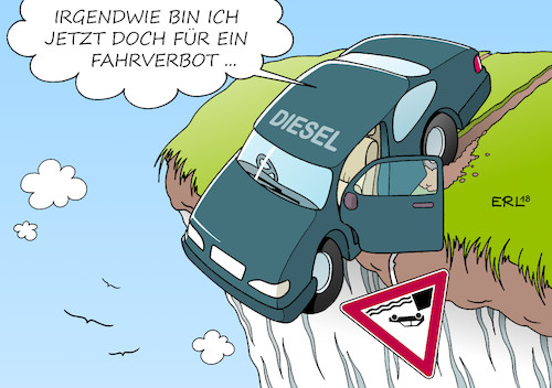 Cartoon: Diesel (medium) by Erl tagged politik,dieselfahrverbot,urteil,bundesverwaltungsgericht,leipzig,fahrverbote,dieselfahrzeuge,kommunen,rechtens,umsetzung,problem,auto,auslaufmodell,abgrund,absturz,diesel,stickoxide,betrug,software,abgase,manipulation,test,autoindustrie,vorgaben,kontrolle,versagen,autolobby,einfluss,karikatur,erl,politik,dieselfahrverbot,urteil,bundesverwaltungsgericht,leipzig,fahrverbote,dieselfahrzeuge,kommunen,rechtens,umsetzung,problem,auto,auslaufmodell,abgrund,absturz,diesel,stickoxide,betrug,software,abgase,manipulation,test,autoindustrie,vorgaben,kontrolle,versagen,autolobby,einfluss,karikatur,erl