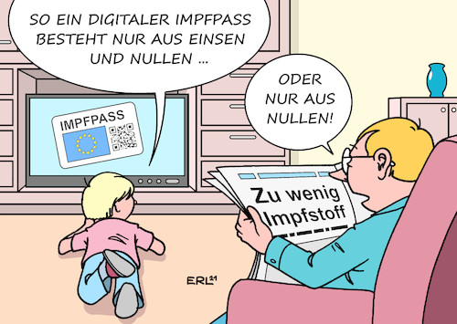 Cartoon: Digitaler Impfpass (medium) by Erl tagged politik,corona,virus,pandemie,covid19,impfung,impfen,impfstoff,knappheit,eu,einkauf,mangelhaft,impfpass,digital,einführung,einsen,nullen,eins,null,geimpft,karikatur,erl,politik,corona,virus,pandemie,covid19,impfung,impfen,impfstoff,knappheit,eu,einkauf,mangelhaft,impfpass,digital,einführung,einsen,nullen,eins,null,geimpft,karikatur,erl