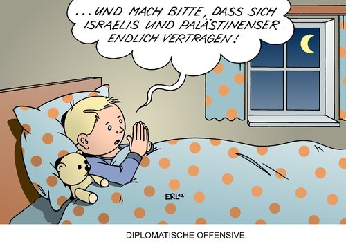 Cartoon: Diplomatische Offensive (medium) by Erl tagged israel,palästina,gaza,gazastreifen,hamas,raketen,luftangriff,militärschlag,rache,vergeltung,feuer,brand,nahost,konflikt,krieg,diplomatie,beten,gebet,kind,teddy,israel,palästina,gaza,gazastreifen,hamas,raketen,luftangriff,militärschlag,rache,vergeltung,feuer,brand,nahost,konflikt,krieg,diplomatie,beten,gebet,kind,teddy