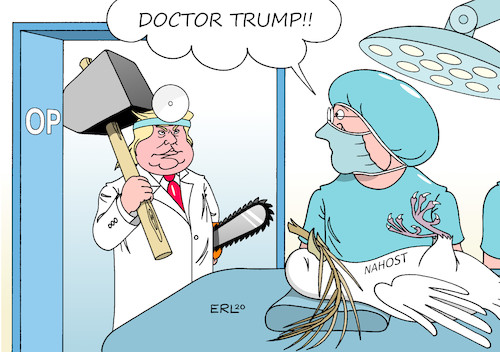 Cartoon: Doctor Trump (medium) by Erl tagged politik,nahost,konflikt,israel,palästinenser,donald,trump,präsident,usa,ankündigung,friedensplan,rechtspopulismus,säbelrasseln,angeberei,arzt,operation,op,hammer,kettensäge,friedenstaube,karikatur,erl,politik,nahost,konflikt,israel,palästinenser,donald,trump,präsident,usa,ankündigung,friedensplan,rechtspopulismus,säbelrasseln,angeberei,arzt,operation,op,hammer,kettensäge,friedenstaube,karikatur,erl