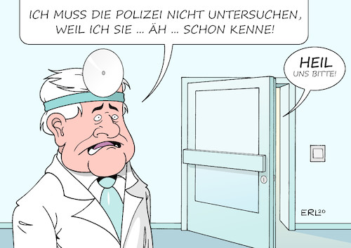 Cartoon: Doktor Seehofer (medium) by Erl tagged politik,polizei,nrw,chatgruppe,whatsapp,rechtsextremismus,rassismus,nationalsozialismus,netzwerk,häufung,einzelfälle,innenminister,horst,seehofer,weigerung,untersuchung,wissenschaft,diagnose,heilung,arzt,karikatur,erl,politik,polizei,nrw,chatgruppe,whatsapp,rechtsextremismus,rassismus,nationalsozialismus,netzwerk,häufung,einzelfälle,innenminister,horst,seehofer,weigerung,untersuchung,wissenschaft,diagnose,heilung,arzt,karikatur,erl