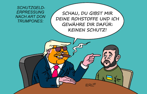 Cartoon: Don Trumpone (medium) by Erl tagged politik,usa,donald,trump,deal,ukraine,selenskyj,rohstoffe,schutzgelderpressung,ohne,schutz,karikatur,erl,politik,usa,donald,trump,deal,ukraine,selenskyj,rohstoffe,schutzgelderpressung,ohne,schutz,karikatur,erl