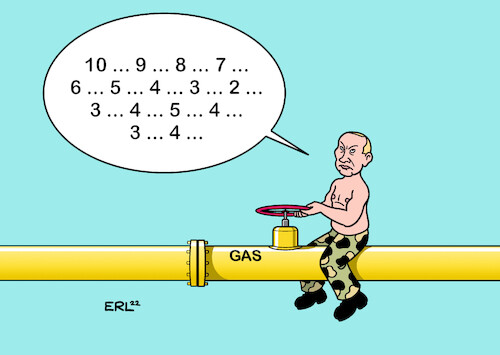 Cartoon: Drohung (medium) by Erl tagged politik,krieg,angriff,überfall,russland,ukraine,reaktion,usa,eu,sanktionen,gegenreaktion,wladimir,putin,zahlung,rubel,stopp,gaslieferung,gas,gashahn,zudrehen,zögern,countdown,pipeline,karikatur,erl,politik,krieg,angriff,überfall,russland,ukraine,reaktion,usa,eu,sanktionen,gegenreaktion,wladimir,putin,zahlung,rubel,stopp,gaslieferung,gas,gashahn,zudrehen,zögern,countdown,pipeline,karikatur,erl