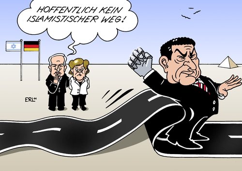 Cartoon: Druck der Straße (medium) by Erl tagged merkel,deutschland,islamismus,angst,israel,pyramide,revolution,demokratie,eisern,faust,herrschaft,mubarak,regierung,millionen,marsch,druck,straße,protest,unruhen,ägypten,netanjahu,ägypten,demonstration,interent,web,zensur,aufstand,revolution,pyramide,mubarak