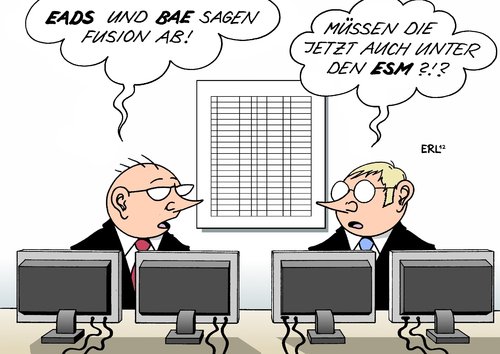 Cartoon: EADS BAE (medium) by Erl tagged abkürzung,krise,euro,rettungsschirm,esm,geplatzt,fusion,großbritannien,deutschland,konzern,rüstung,luftfahrt,bae,eads,eads,bae,luftfahrt,rüstung,konzern,deutschland,großbritannien,fusion,geplatzt,esm,rettungsschirm,euro,krise,abkürzung