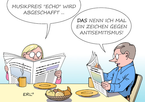 Cartoon: Echo Abschaffung (medium) by Erl tagged politik,antisemitismus,antijudaismus,judenfeindlichkeit,deutschland,übergriffe,rechtsextremismus,rechtspopulismus,islamismus,rap,echo,musikpreis,preisverleihung,rapper,kollegah,farid,bang,konsequenz,abschaffung,liedtext,auschwitz,holocaust,nationalsozialismus,adolf,hitler,judenvernichtung,juden,jude,religion,karikatur,erl,politik,antisemitismus,antijudaismus,judenfeindlichkeit,deutschland,übergriffe,rechtsextremismus,rechtspopulismus,islamismus,rap,echo,musikpreis,preisverleihung,rapper,kollegah,farid,bang,konsequenz,abschaffung,liedtext,auschwitz,holocaust,nationalsozialismus,adolf,hitler,judenvernichtung,juden,jude,religion,karikatur,erl