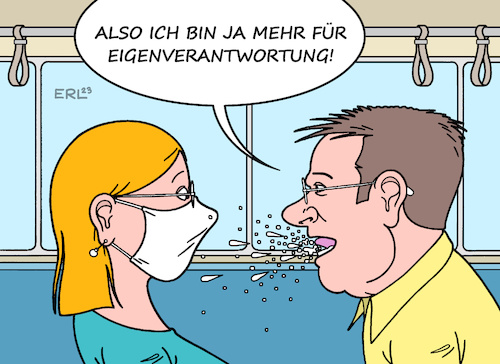 Cartoon: Eigenverantwortung (medium) by Erl tagged politik,corona,virus,pandemie,covid19,maske,ende,maskenpflicht,fernverkehr,öffentliche,verkehrsmittel,eigenverantwortung,rücksicht,rücksichtslosigkeit,mann,frau,karikatur,erl,politik,corona,virus,pandemie,covid19,maske,ende,maskenpflicht,fernverkehr,öffentliche,verkehrsmittel,eigenverantwortung,rücksicht,rücksichtslosigkeit,mann,frau,karikatur,erl