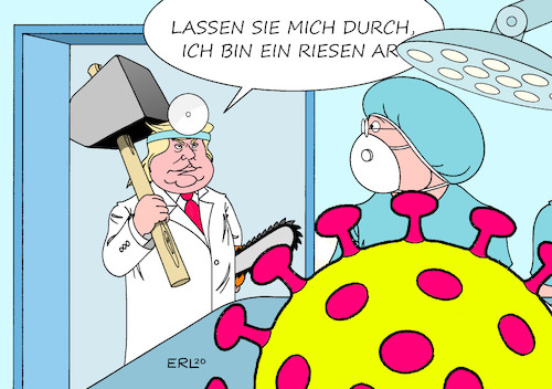 Cartoon: Ein riesen Arzt (medium) by Erl tagged politik,usa,corona,virus,pandemie,katastrophe,präsident,donald,trump,leugnen,verharmlosen,versagen,besserwisserei,wissenschaft,virologinnen,virologen,fauci,ärztinnen,ärzte,pflegerinnen,pfleger,arzt,krankenhaus,karikatur,erl,politik,usa,corona,virus,pandemie,katastrophe,präsident,donald,trump,leugnen,verharmlosen,versagen,besserwisserei,wissenschaft,virologinnen,virologen,fauci,ärztinnen,ärzte,pflegerinnen,pfleger,arzt,krankenhaus,karikatur,erl