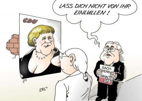 Cartoon: einlullen (medium) by Erl tagged merkel,wahlplakat,cdu,busen,steinmeier,spd,inhalte,sachthemen,einlullen,angela merkel,frank walte steinmeier,wahl,wahlen,bundestagswahlen,wahlkampf,spd,wahlplakat,angela,merkel,frank,walte,steinmeier