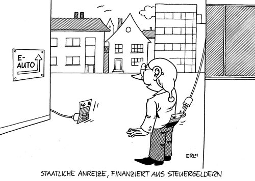 Cartoon: Elektro-Auto (medium) by Erl tagged elektroauto,auto,anreiz,geld,staat,finanzierung,steuergeld,co2,umwelt,klimawandel,klimaschutz,automobilindustrie