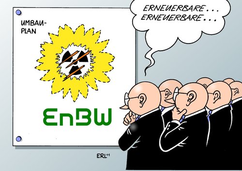 Cartoon: EnBW (medium) by Erl tagged enbw,energieversorger,baden,württemberg,atomenergie,umbau,plan,erneuerbar,mappus,cdu,fdp,anteil,eigentümer,land,regierung,wechsel,grüne,spd,enbw,energieversorger,baden württemberg,atomenergie,umbau,mappus,regierung,wechsel,grüne,baden,württemberg