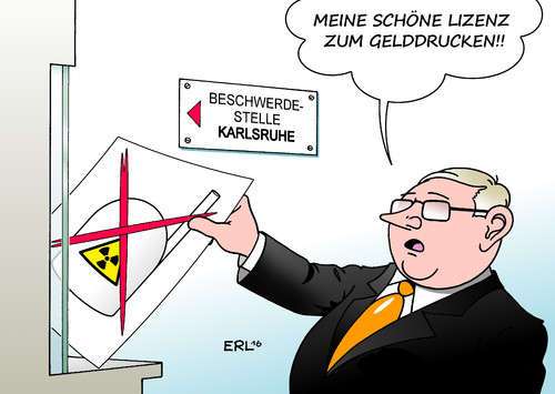 Cartoon: Energiekonzerne (medium) by Erl tagged energiekonzern,atomenergie,atomausstieg,fukushima,schadensersatz,gewinne,verluste,bundesregierung,bundesverfassungsgericht,karlsruhe,akwe,atomkraftwerk,karikatur,erl,energiekonzern,atomenergie,atomausstieg,fukushima,schadensersatz,gewinne,verluste,bundesregierung,bundesverfassungsgericht,karlsruhe,akwe,atomkraftwerk,karikatur,erl