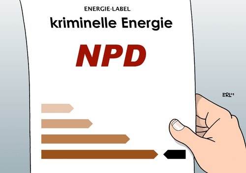 Cartoon: Energielabel (medium) by Erl tagged energielabel,energie,kriminell,npd,rechtsextrem,unterstützung,terrorismus,verbot,diskussion,energie,kriminell,npd,rechtsextrem,unterstützung,terrorismus,verbot,diskussion,energielabel,nazi,nazis