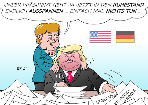 Cartoon: Entspannungspolitik (medium) by Erl tagged bundeskanzlerin,angela,merkel,deutschland,besuch,usa,präsident,donald,trump,rechtspopulismus,dekrete,abschottung,einreiseverbote,strafzölle,handelshemmnisse,diplomatie,politik,entspannung,entspannungspolitik,massage,ruhe,nichtstun,ausspannen,ruhestand,bundespräsident,joachim,gauck,karikatur,erl,bundeskanzlerin,angela,merkel,deutschland,besuch,usa,präsident,donald,trump,rechtspopulismus,dekrete,abschottung,einreiseverbote,strafzölle,handelshemmnisse,diplomatie,politik,entspannung,entspannungspolitik,massage,ruhe,nichtstun,ausspannen,ruhestand,bundespräsident,joachim,gauck,karikatur,erl